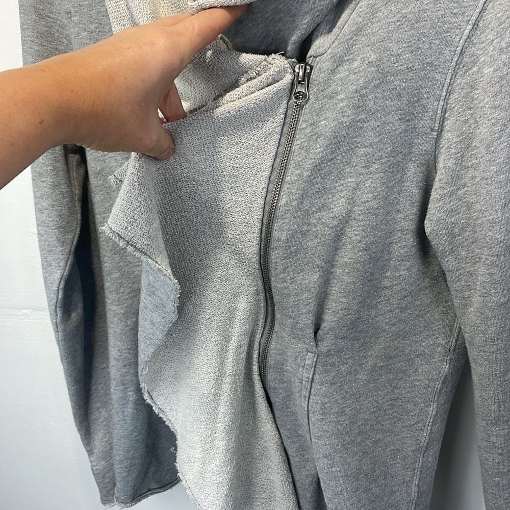 We the Free Free People Ebb and Flow Zip Up Ruffle Sweatshirt size XS Gray - Picture 6 of 14